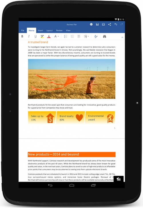 Microsoft libera versão completa do Office grátis para Tablets Android