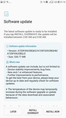 galaxy a7 2017 e note 5 patch de novembro