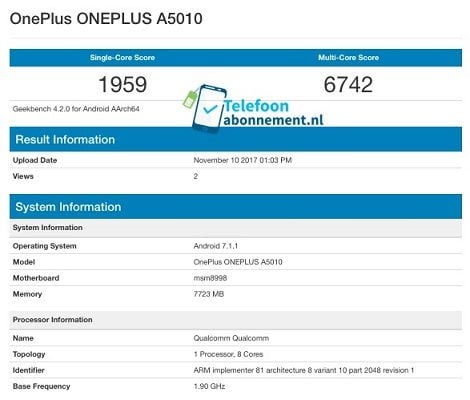 oneplus 5t benchmark