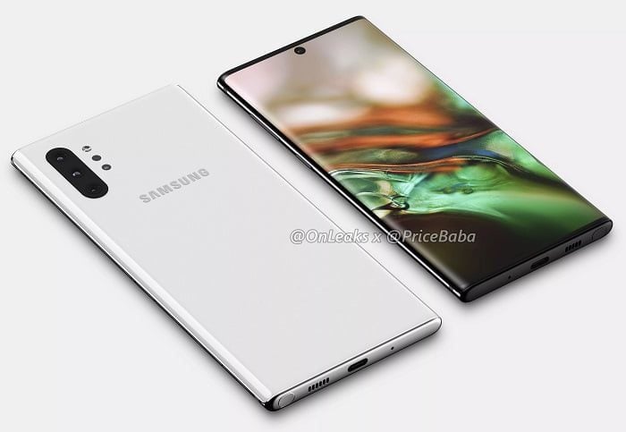 Renderização do Galaxy Note 10.