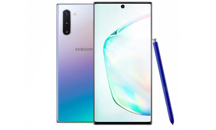 Galaxy Note 10 na cor Aura Glow.