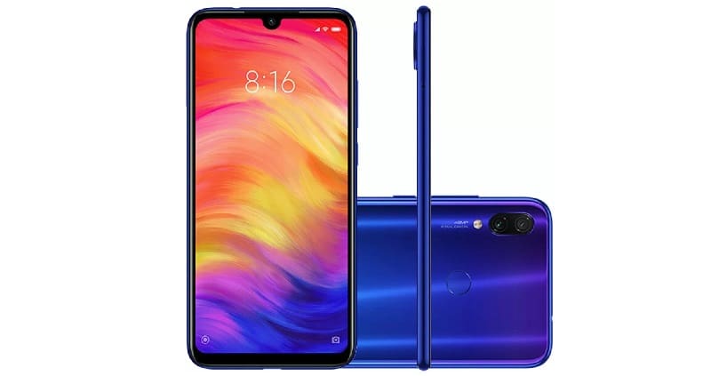 Redmi Note 7 Pro na cor azul.