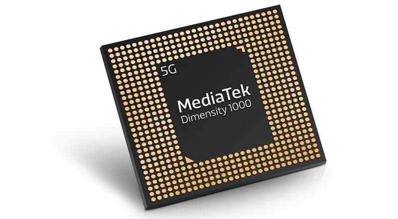 Foto do chipset MediaTek Dimensity 1000 5G.