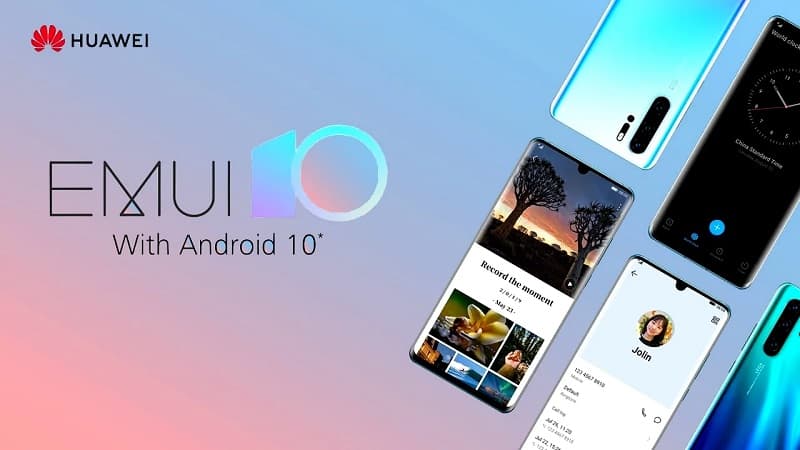 Logotipo da interface EMUI 10 da Huawei baseada no Android 10.