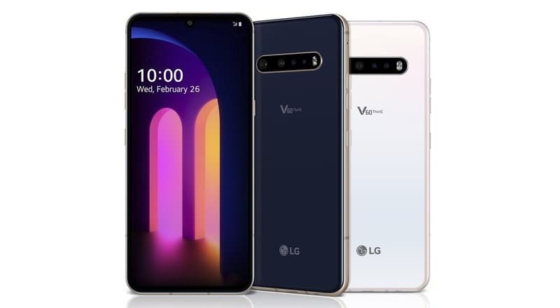 LG V60 ThinQ 5G nas cores preto e branco.