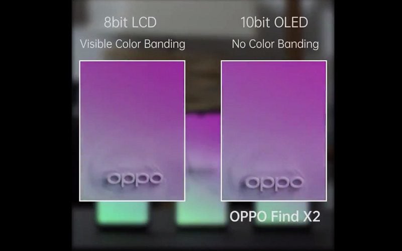 Comparativo de tela do Oppo Find X2.