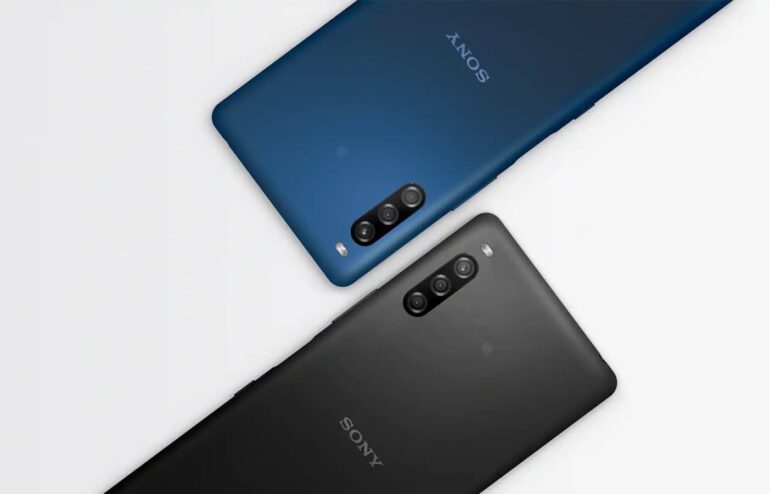 Sony Xperia L4 azul e preto.