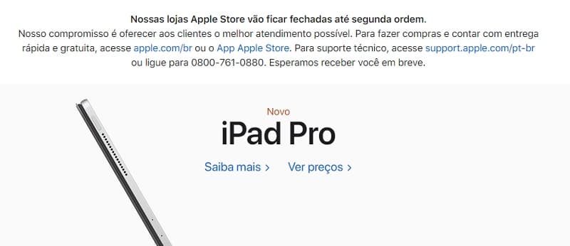 Apple fecha lojas físicas devido ao Coronavírus.