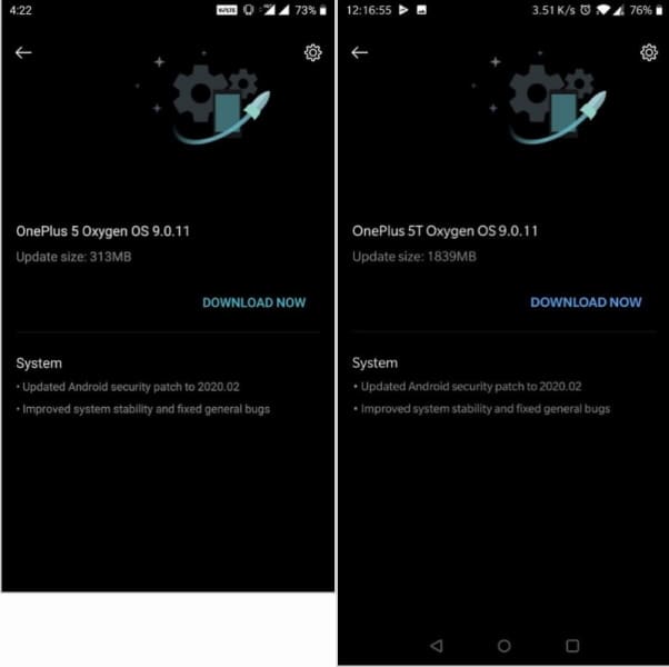 changelog update oneplus 5 5t