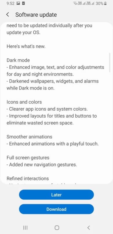 galaxy a7 2018 android 10 changelog