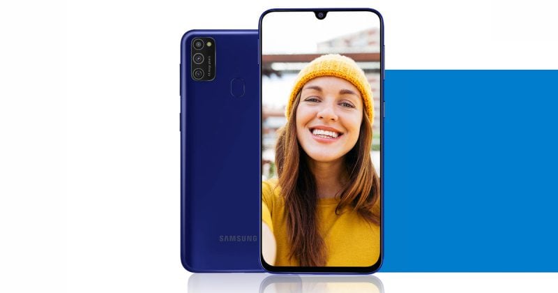 galaxy m21 smartphone android azul