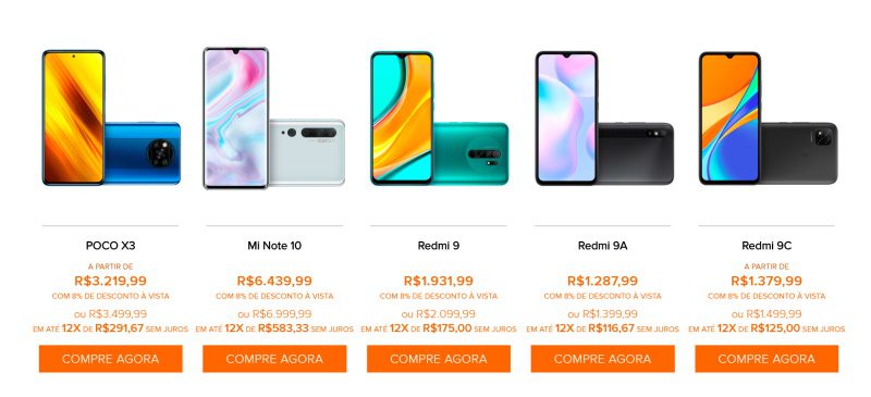 smartphones da loja da xiaomi