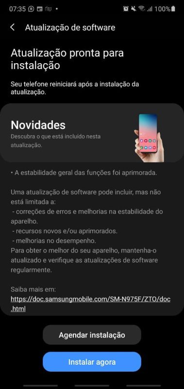 galaxy note 10 plus captura atualizacao novembro