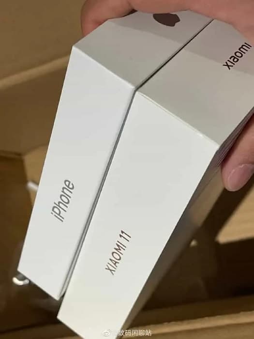 Comparação caixa Xiaomi Mi 11 e iPhone 12