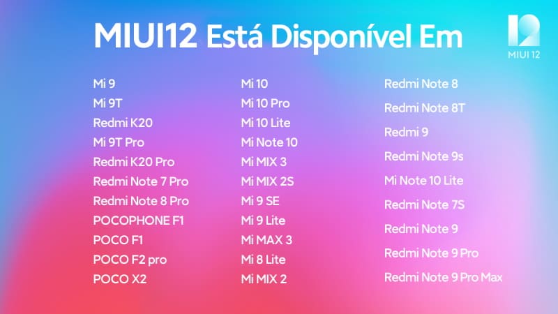 miui 12 smarrtphones atualizados