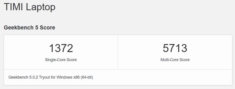 Resultado de benchmark AMD Ryzen 5 5600H