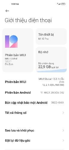 Captura de tela atualização global estável MIUI 12 para Mi 10 Pro.