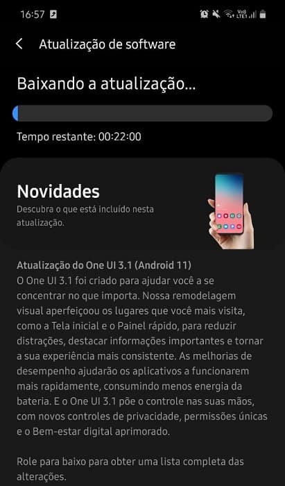 Samsung Galaxy A71 update Brasil