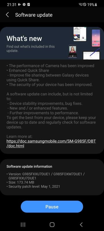 maio galaxy s21 atualizacao