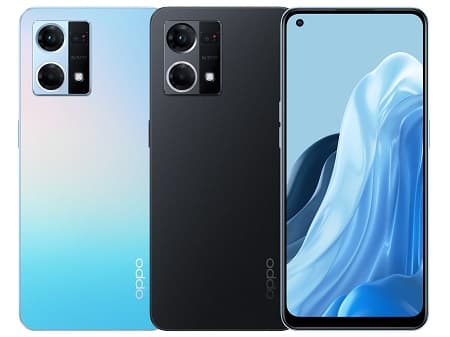 Render oficial do Oppo Reno 7 4G nas cores preto e azul