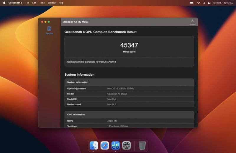 geekbench 6 mac os 13