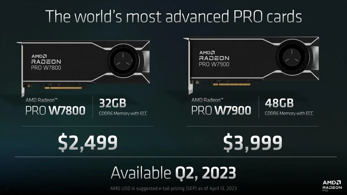 AMD Radeon PRO W7900 e W7800