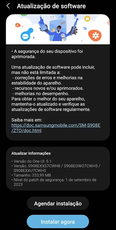 galaxy s22 ultra atualizacao