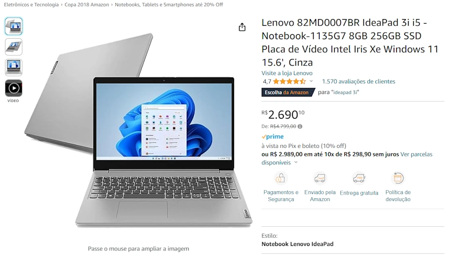 lenovo 82md0007br ideapad 3i