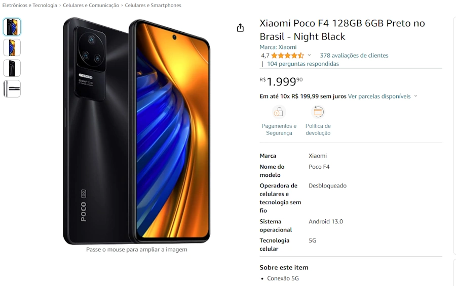 poco f4 promocao amazon