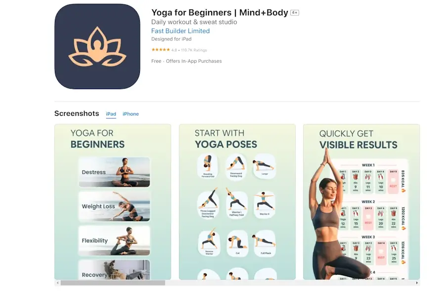 yoga for beginners aplicativo