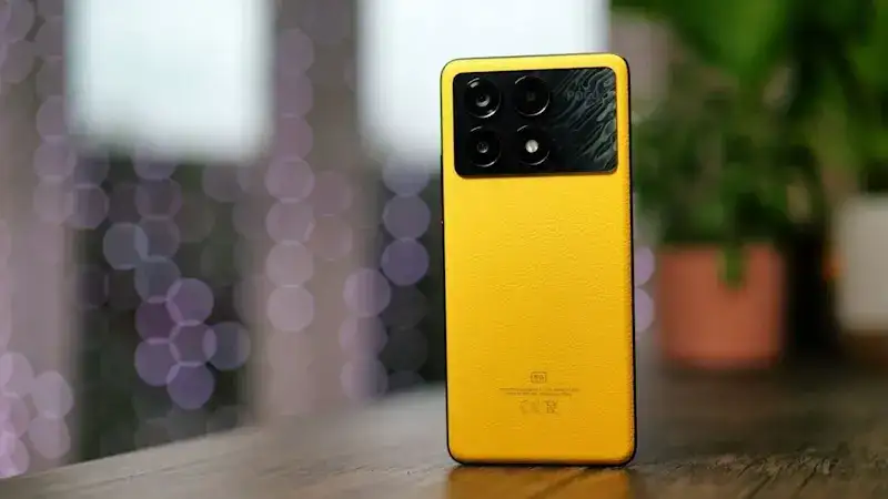 Poco X6 Pro design modelo amarelo em couro
