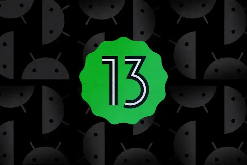 Logo do Android 13, presente no Galaxy A14 e no Moto G14.