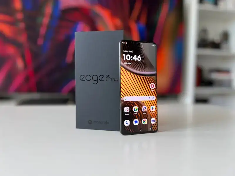 Edge 50 Ultra ao lado da caixa