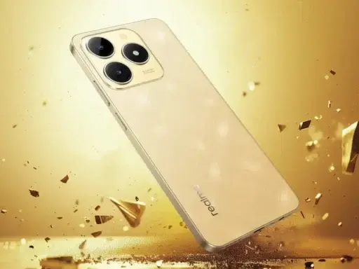 Realme C61 na cor dourada