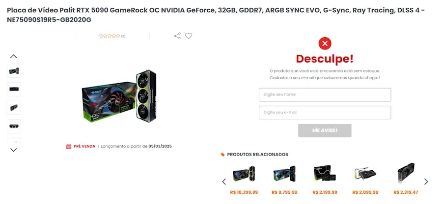 rtx 5090 esgotada